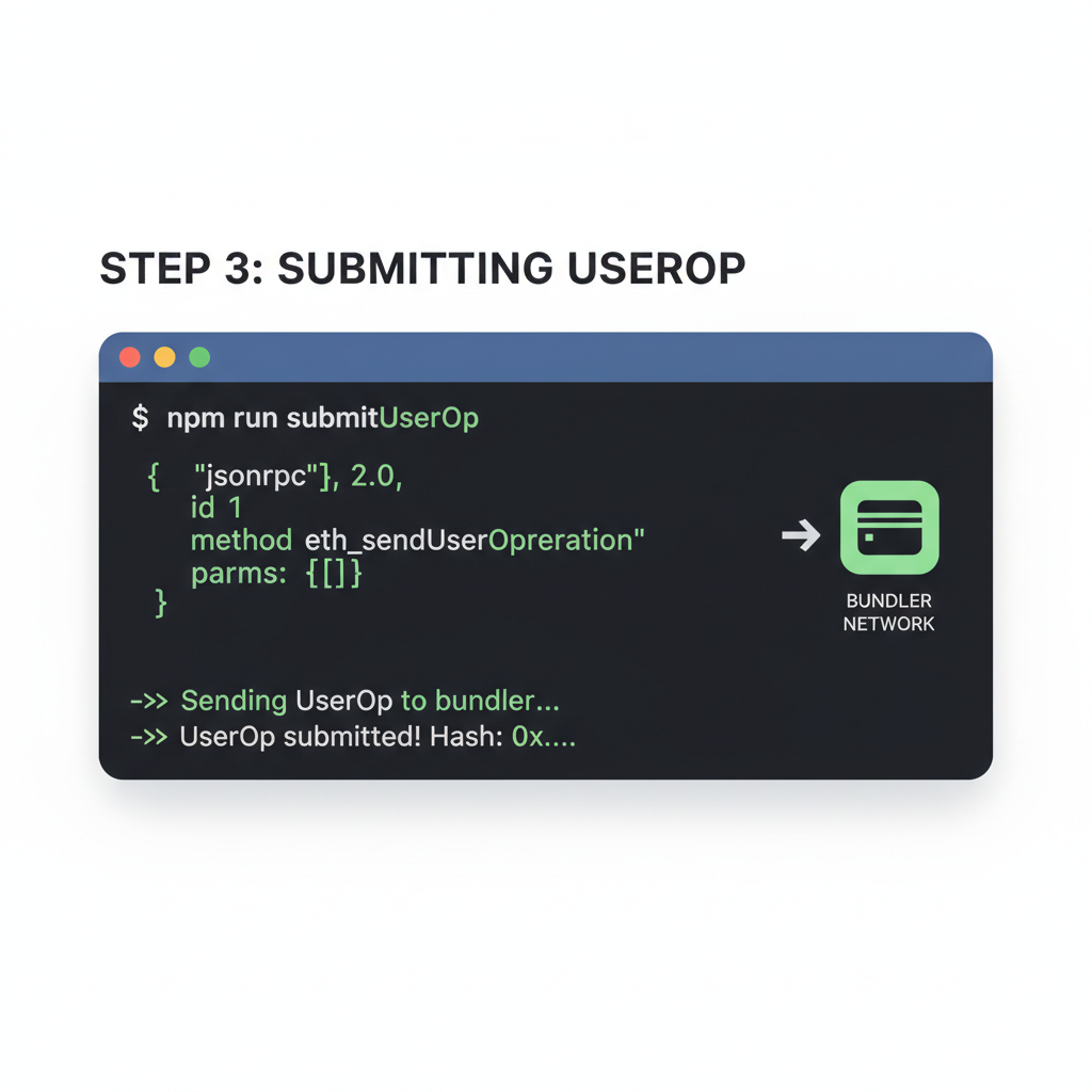 terminal output submitting ERC-4337 UserOp to bundler